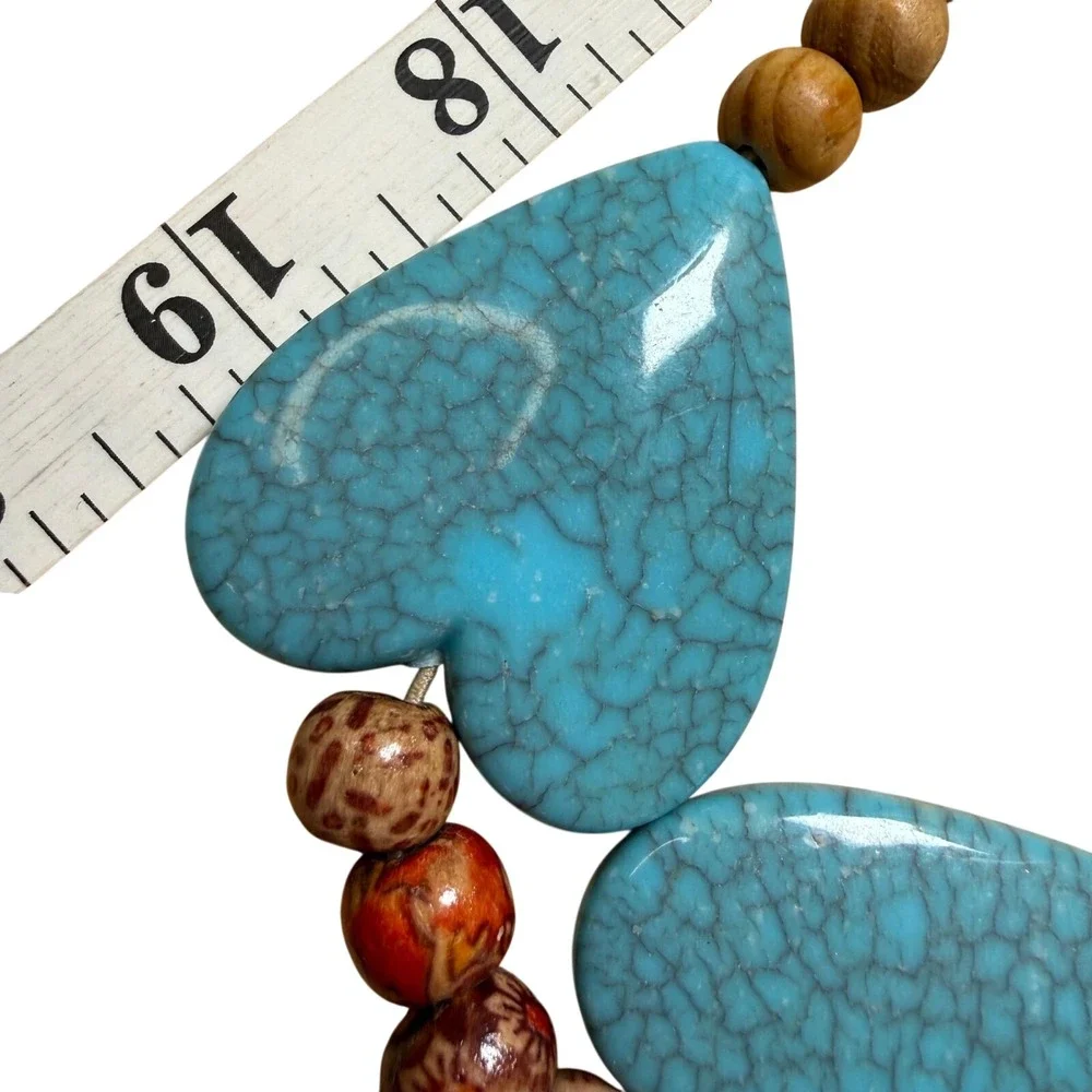 Heart Jewelry Set Turquoise Wood Boho‎ Southwestern Eclectic
